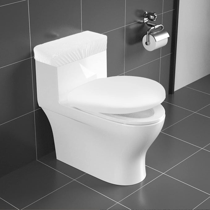 TOILET TANK LID COVER BATHROOM STRETCH WASHABLE SPANDEX TOILET TANK PROTECTOR COVER WITH ELASTIC BOTTOM WHITE