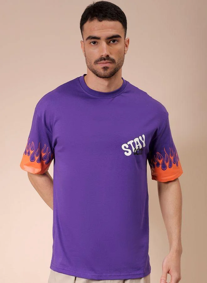 ذا انديان كراج كو Men Boxy Oversized Graphic Back Printed Round Neck Tshirt