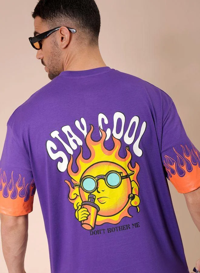 ذا انديان كراج كو Men Boxy Oversized Graphic Back Printed Round Neck Tshirt