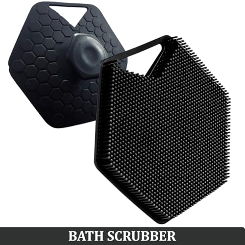 MildCares Silicone Body Scrubber for Men & Women | Deep Cleansing & Gentle Exfoliation | Soft Silicone Bristles for Smooth Skin | Boosts Lather, Removes Dirt & Dead Cells | Ergonomic No-Slip Handle for Comfortable Grip | Durable & Hygienic Bath Brush (Black) - Image 2