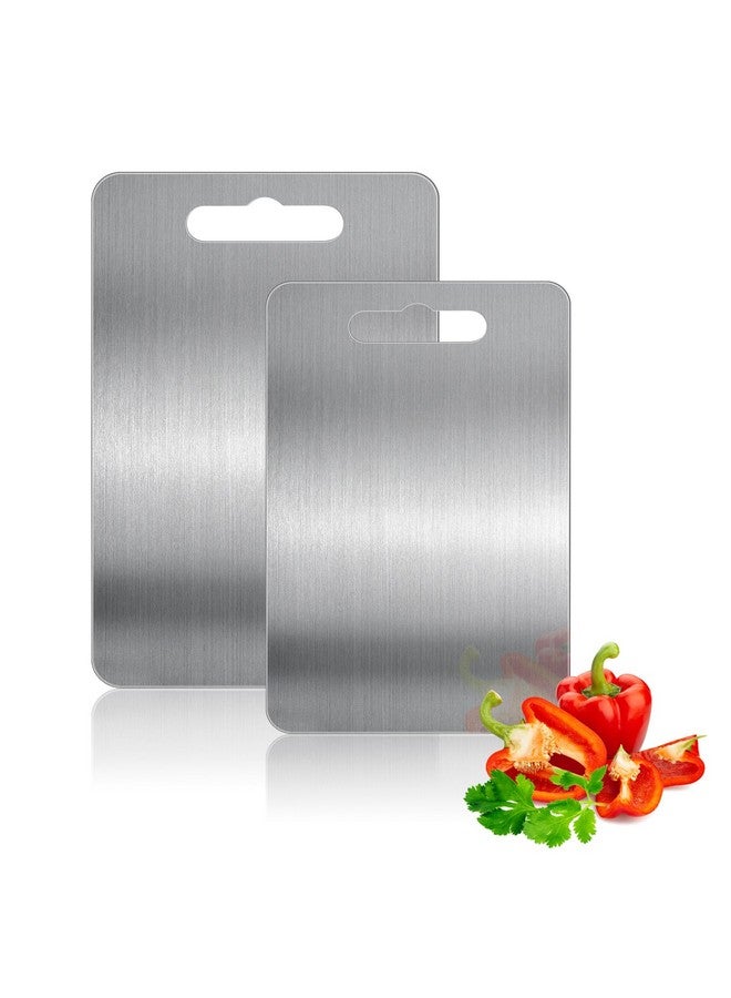 tchrules 2Pack Titanium Cutting Board, Stainless Steel Non Stick Chopping Board, Metal Cutting Boards for Kitchen, Dishwasher Safe(13.38" x 9.05"&11.81" x7.87") - Image 1