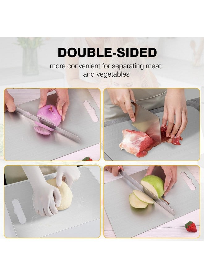 tchrules 2Pack Titanium Cutting Board, Stainless Steel Non Stick Chopping Board, Metal Cutting Boards for Kitchen, Dishwasher Safe(13.38" x 9.05"&11.81" x7.87") - Image 2