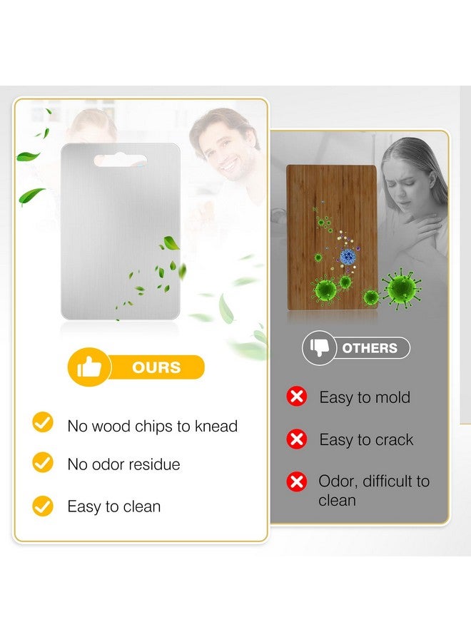 tchrules 2Pack Titanium Cutting Board, Stainless Steel Non Stick Chopping Board, Metal Cutting Boards for Kitchen, Dishwasher Safe(13.38" x 9.05"&11.81" x7.87") - Image 4