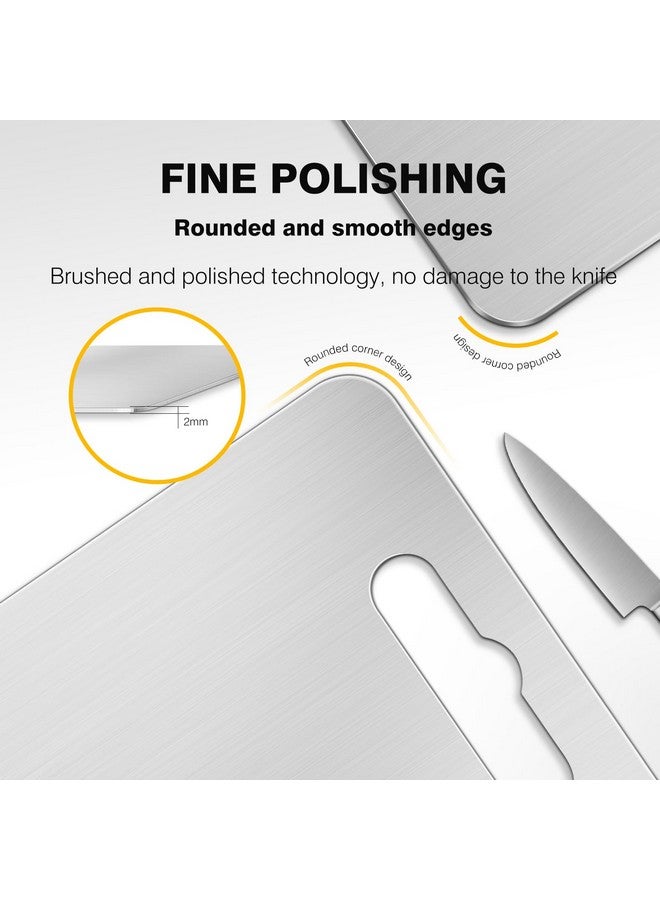 tchrules 2Pack Titanium Cutting Board, Stainless Steel Non Stick Chopping Board, Metal Cutting Boards for Kitchen, Dishwasher Safe(13.38" x 9.05"&11.81" x7.87") - Image 3