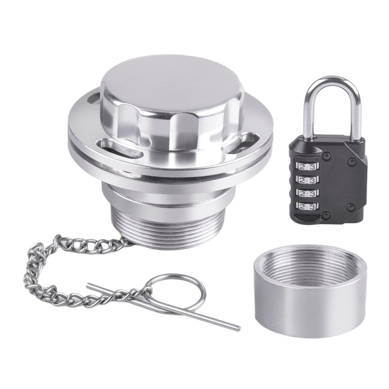 CNRAQR Aluminum 2 Male NonVented Fuel Cap with Combination Lock for Transfer Auxiliary Tanks Prevents Theft Vandalism