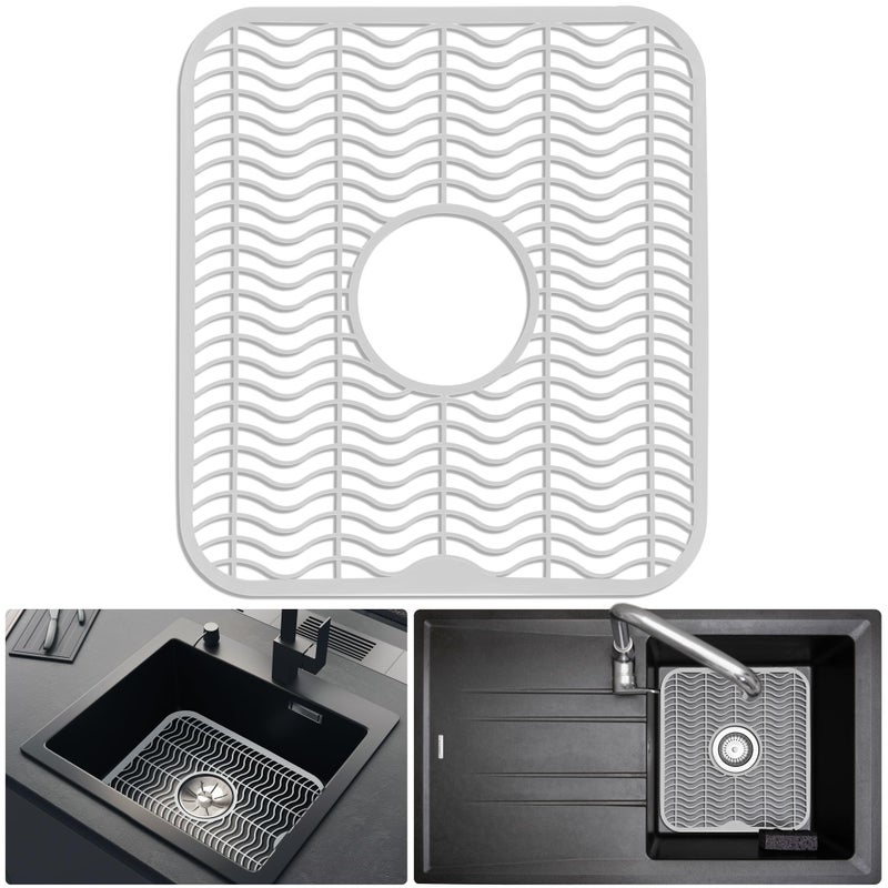 DecorRack Black Sink Protectors for Kitchen, 12" x 11" Dish Rack, Protect Sink from Stains, Damage, Scratches, Dishwasher Safe Grid, Mat, for Kitchen (Black) - Image 1