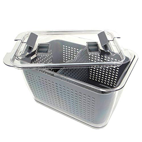Kitchen Spaces Colander Stackable Food Storage Bin, Large, Gray, 11"L x 7"W x 9"H - Image 2