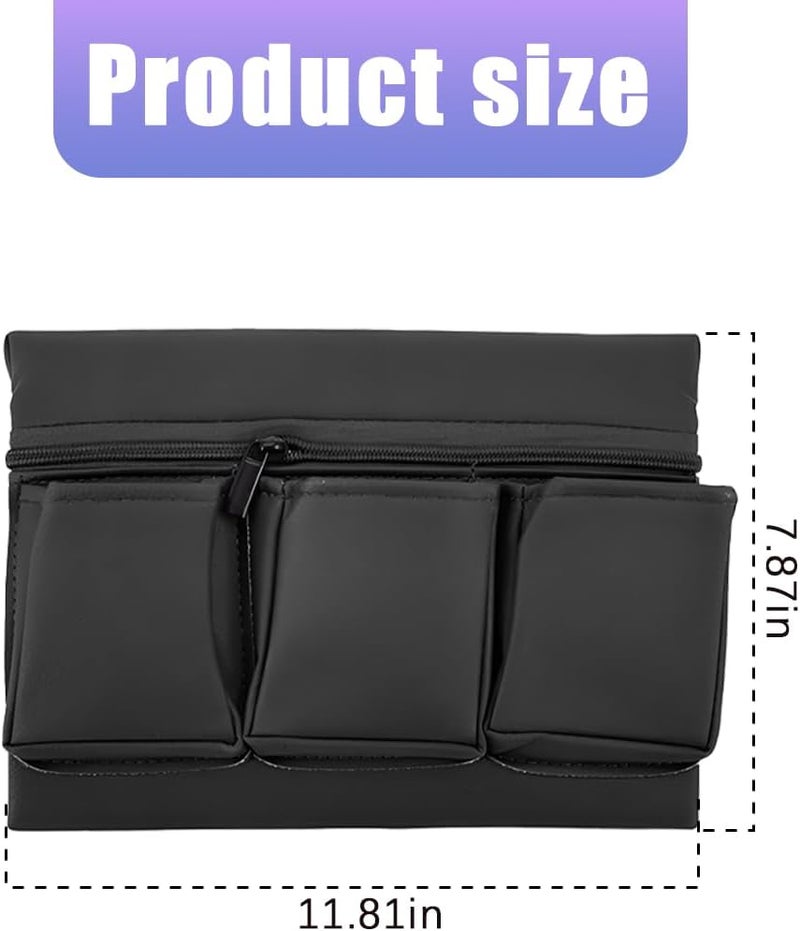 Mandark Car Window Armrest Storage Box - Leather Vehicle Side Door Organizer with Multiple Pockets (Black) - Image 2