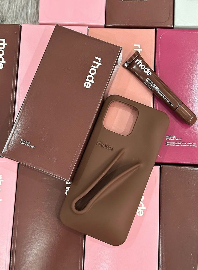 rhode Peptide Espresso Lip Tint with Matching Summer Mobile Case for iPhone 15-16-17 Pro and Pro Max, Secure-Fit Silicone Case with Lip Gloss Holder, Stylish Packaging and Convenient Design for Easy Touch-Ups On the Go - Image 4