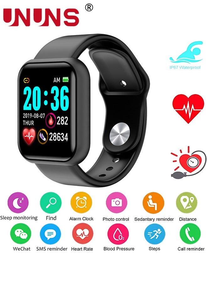 UNUNS Smart Watch,Fitness Watch 1.44'' Touchscreen With Heart Rate Sleep Monitor,Blood Oxygen,Tracker for Health,Running, Waterproof Pedometer Smartwatch Compatible With IOS Android For Women Men,Black  - Image 2