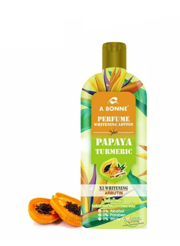 A Bonne Perfume Whitening Lotion Papaya Turmeric Whitening Arbutin 300ml - Image 1