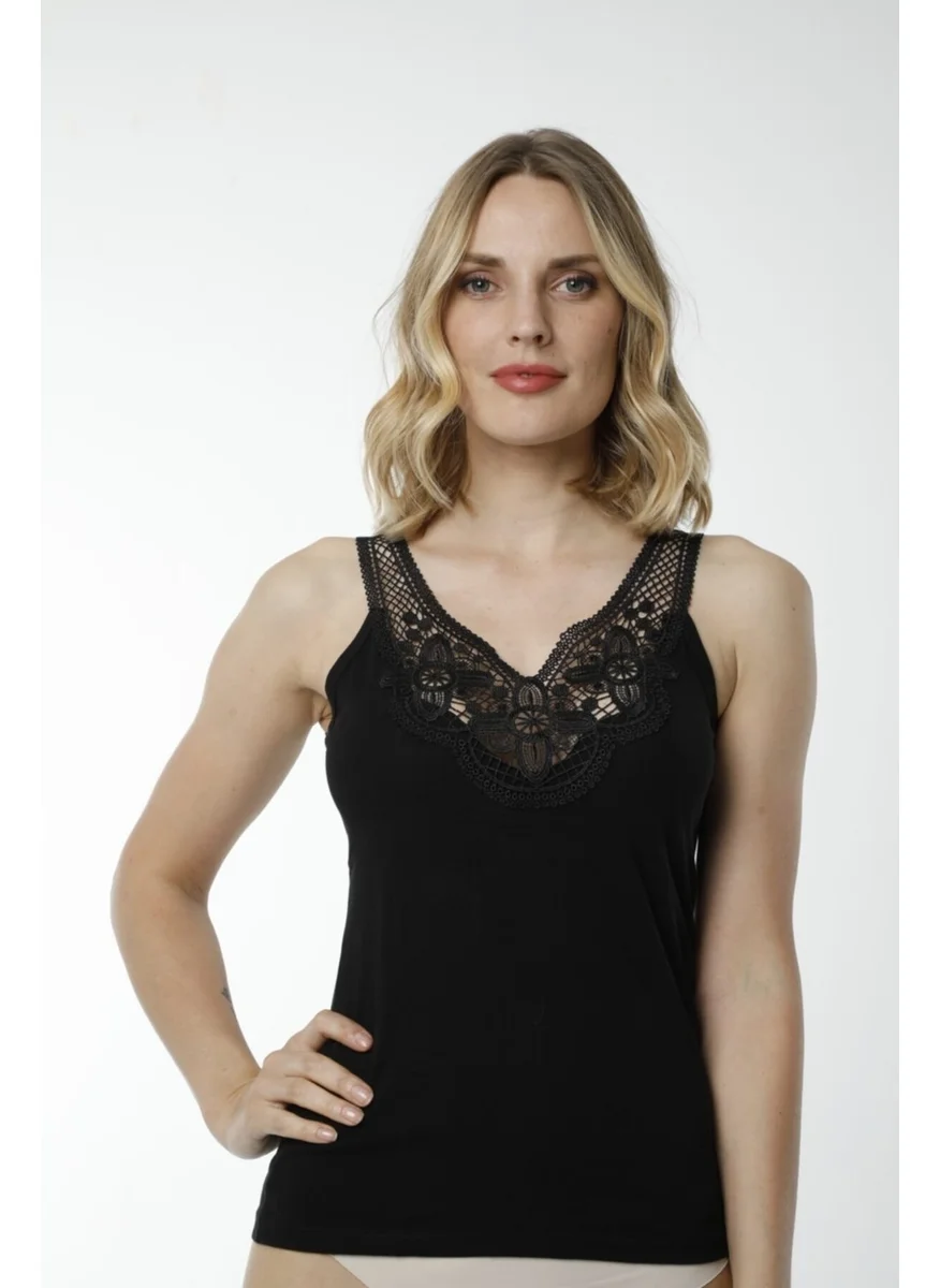 HMD 2477 3-pack Women's Cotton Singlet With Thick Straps - Black