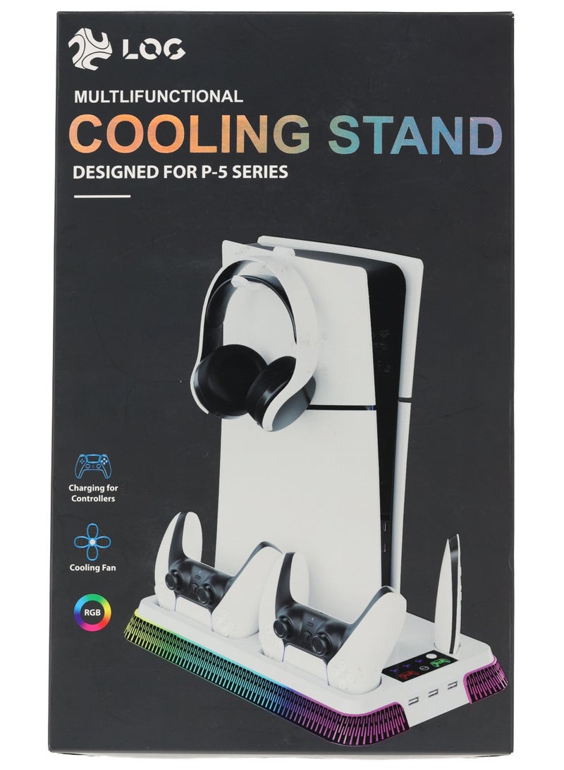 LOG حامل تبريد متعدد الوظائف مع محطة شحن وحدات التحكم لجهاز بلاي ستيشن 5 - ضوء RGB - Image 4