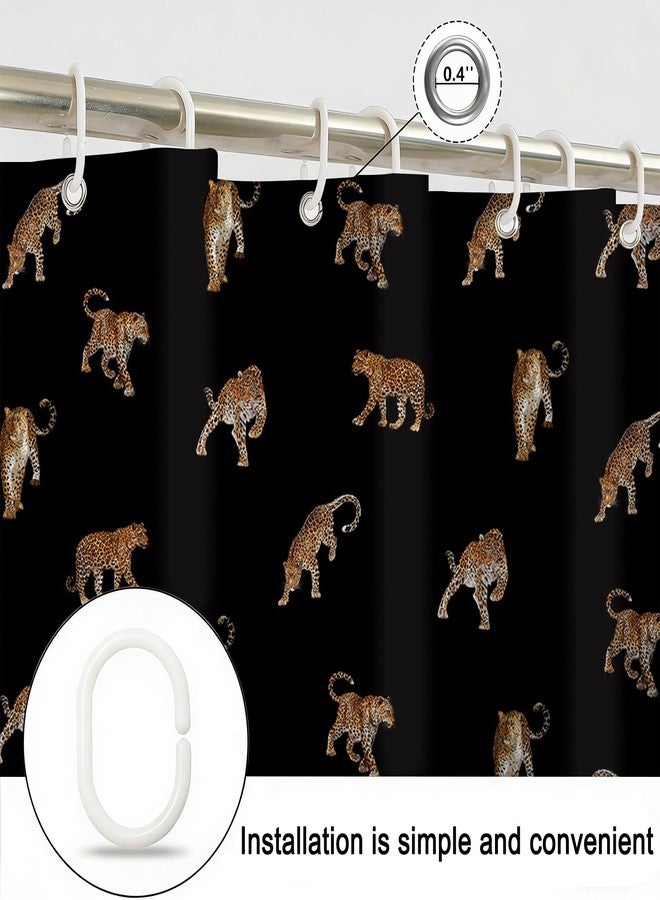 Mocsicka Black Leopard Shower Curtain for Bathroom Cute Boho Leopard Print Shower Curtain Waterproof Fabric Wild Animals Cheetah Bath Curtain for Leopard Decor with 12 Hooks, 72 X 72 Inch - Image 5