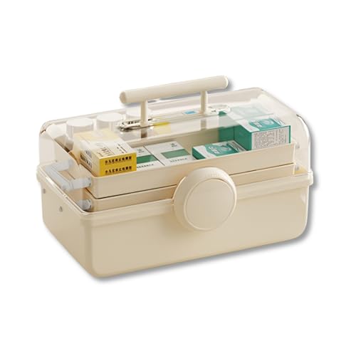 HoopVool Plastic Hair Accessories Organizer Box, Hair Ribbon Storage Box Ribbon Box Multi-Purpose Organizer with Handles, for Nail Hair Accessories Sewing Supplies Makeup Art Supplies. (Cream) - Image 1
