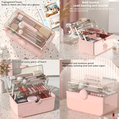 HoopVool Plastic Hair Accessories Organizer Box, Hair Ribbon Storage Box Ribbon Box Multi-Purpose Organizer with Handles, for Nail Hair Accessories Sewing Supplies Makeup Art Supplies. (Cream) - Image 4