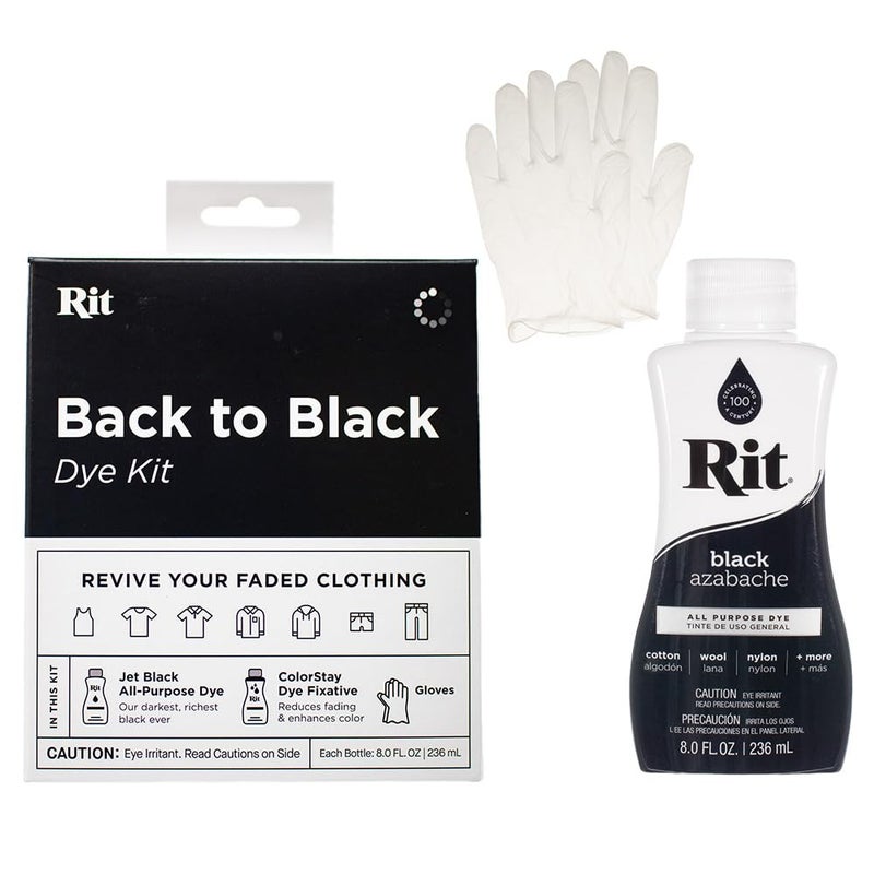 Craft County Rit Dye Back to Black Bundle Includes Standard Kit + 8 oz. Black Dye & Additional Gloves - Image 1