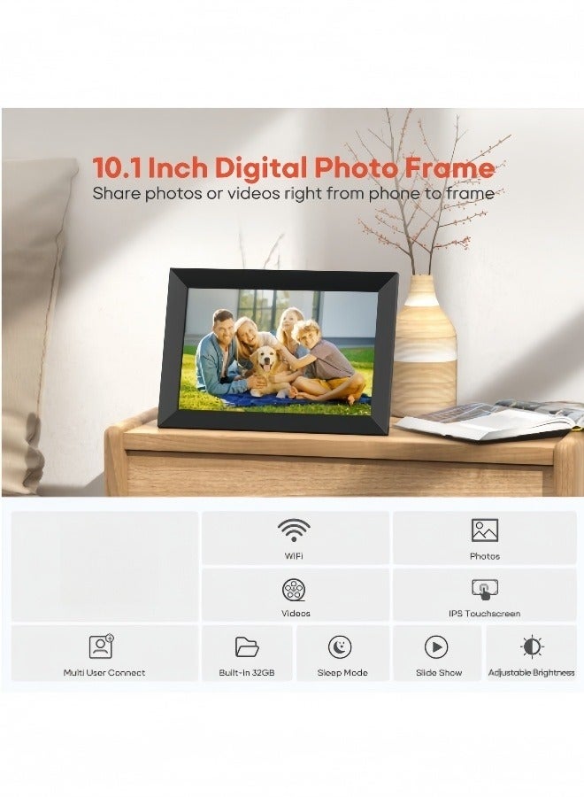 Kibee 10.1 Inch WiFi Digital Picture Frame, 32GB Memory, 1280x800 HD IPS Touch Screen Photo Frame Electronic, Auto-Rotate, Wall Mountable, Share Photos/Videos Instantly via Frameo App from Anywhere  - Image 4