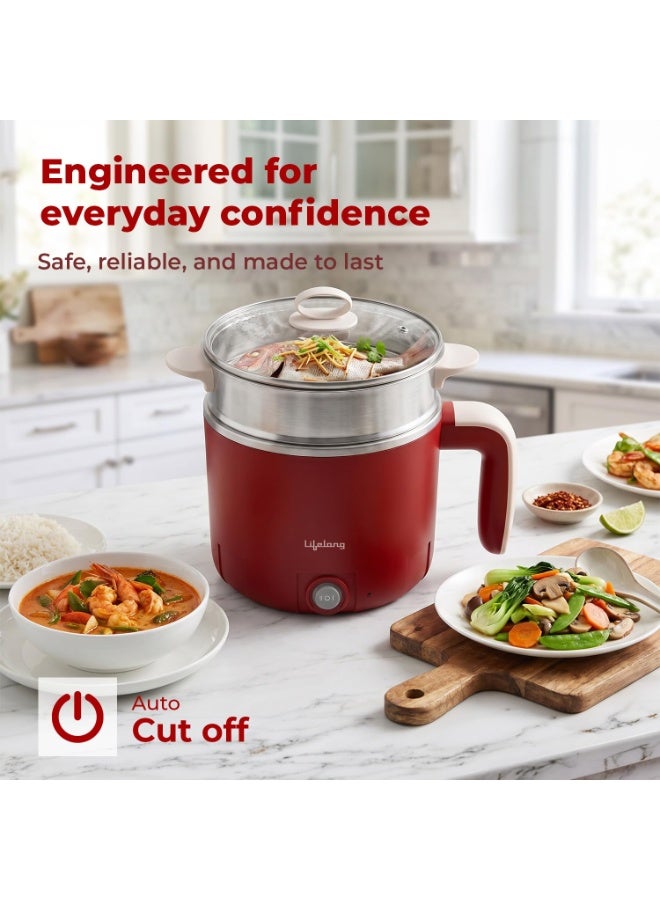 Lifelong Multipurpose Kettle | Multi Cooker Electric Kettle with Egg Tray, 1.2L Stainless Steel Body, Auto Cut Off, 300W Slow Heat & 650W Quick Boil | Boil Rice, Steam & Cook Vegetables, Eggs & Momos - Image 3
