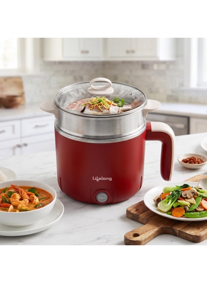 Lifelong Multipurpose Kettle | Multi Cooker Electric Kettle with Egg Tray, 1.2L Stainless Steel Body, Auto Cut Off, 300W Slow Heat & 650W Quick Boil | Boil Rice, Steam & Cook Vegetables, Eggs & Momos - Image 1