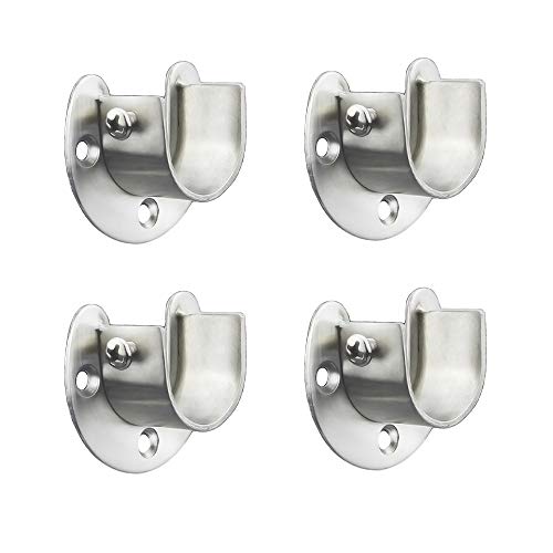 FYTRONDY FYTRONDY Stainless Steel Wardrobe Closet Rod Bracket, U-Shaped Open Type Socket Bracket, Shower Curtain Rod Pole End - Image 1