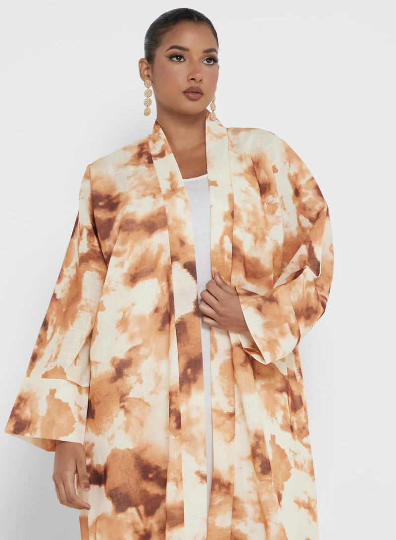 hayas closet Printed Open Abaya