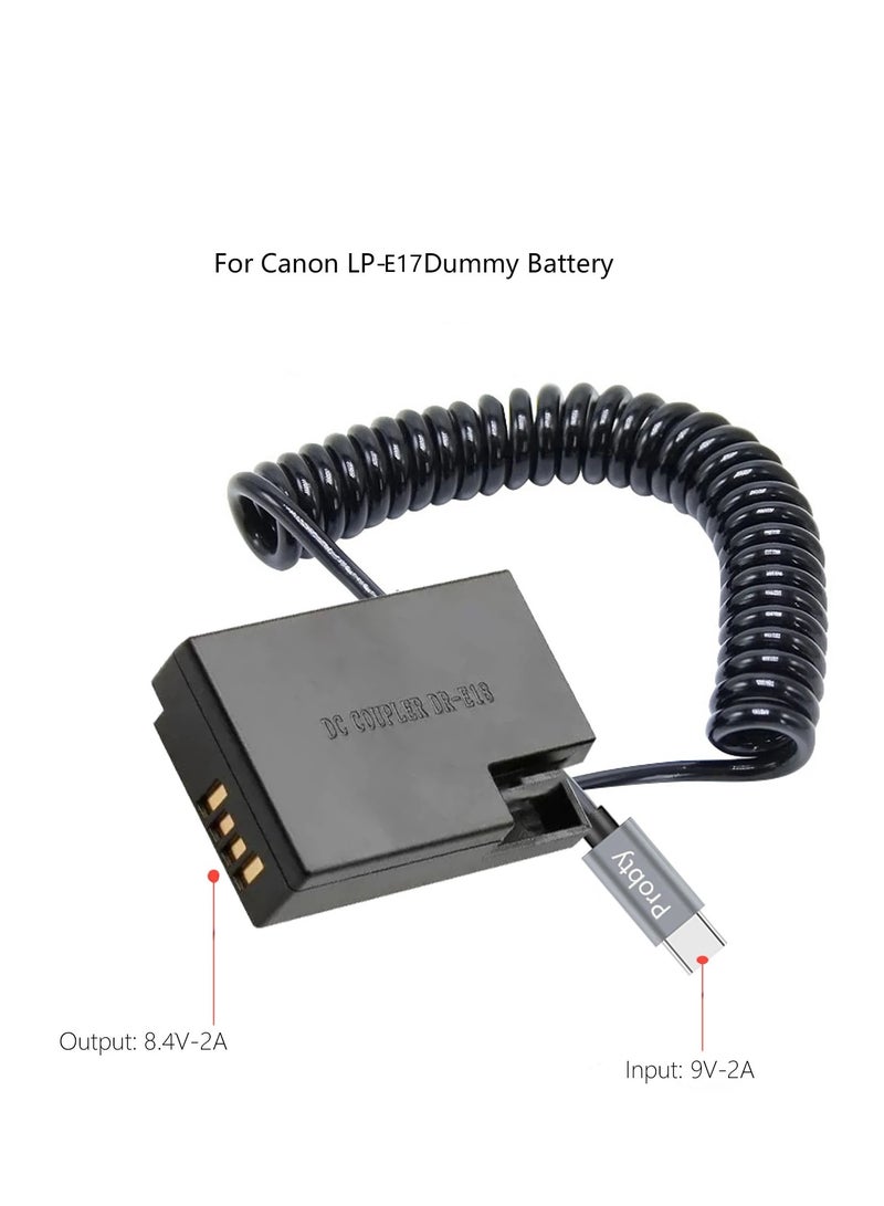 PROBTY USB-C Cable LP-E17 ACK-E18 DR-E18 Dummy Battery Adapter for Canon EOS - Image 2