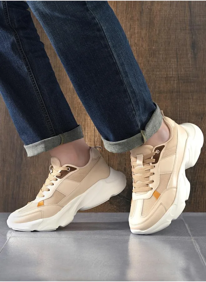 Styli Color Block Chunky Sole Lace Up Sneakers