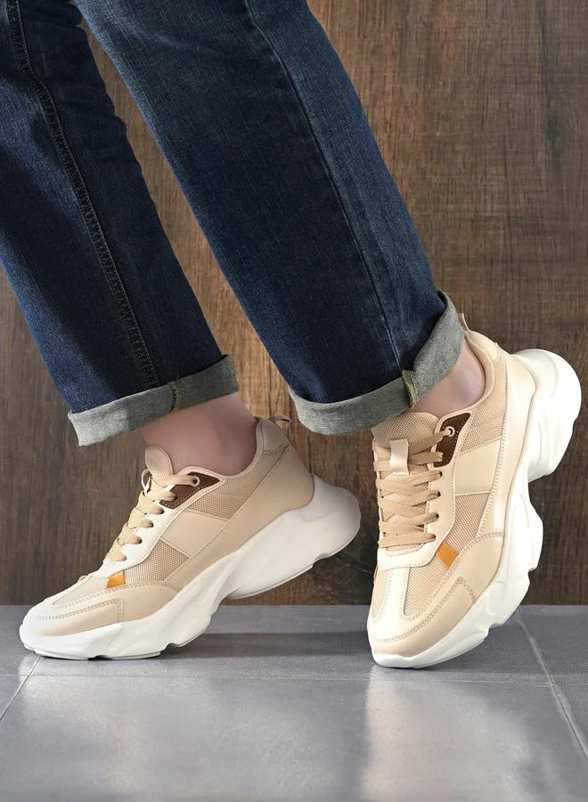 Styli Active Color Block Chunky Sole Lace Up Sneakers