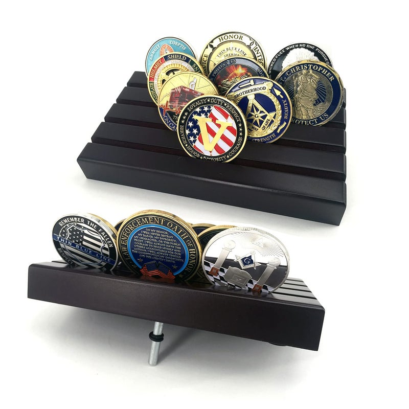 WOERDA 4 Rows Coin HolderMilitary Challenge Coin Display Holder Stand Holds 1216 Coins