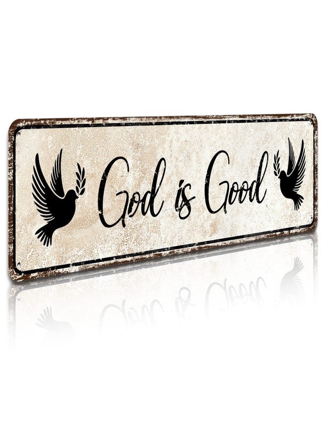 SOYAVE Christian Prayer Sign - God is Good - Farmhouse Rustic Wall Art Decor Home Office Decoration 4" by 16" - Image 1
