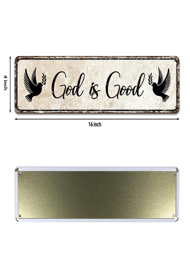 SOYAVE Christian Prayer Sign - God is Good - Farmhouse Rustic Wall Art Decor Home Office Decoration 4" by 16" - Image 2