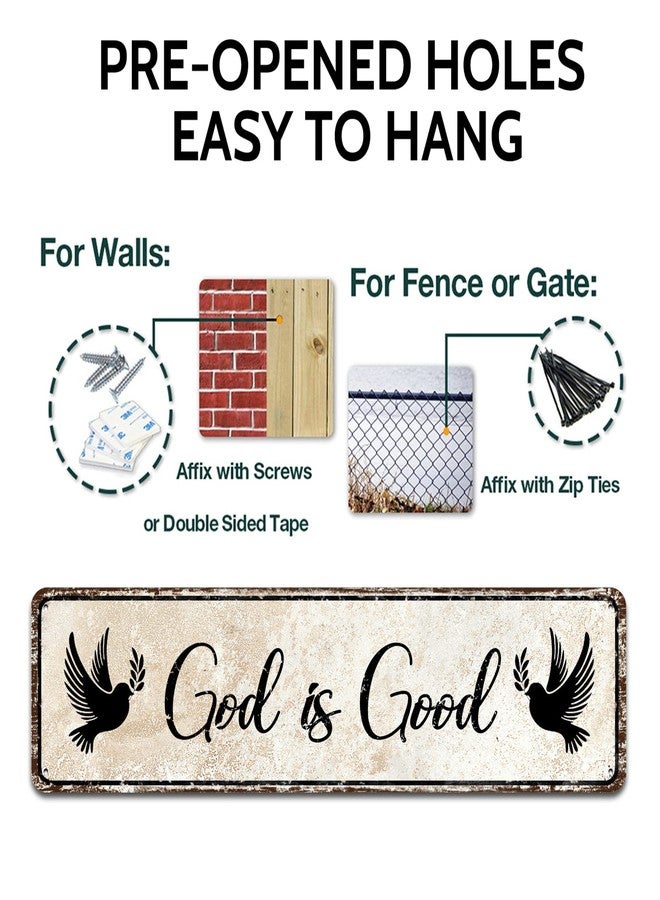 SOYAVE Christian Prayer Sign - God is Good - Farmhouse Rustic Wall Art Decor Home Office Decoration 4" by 16" - Image 3