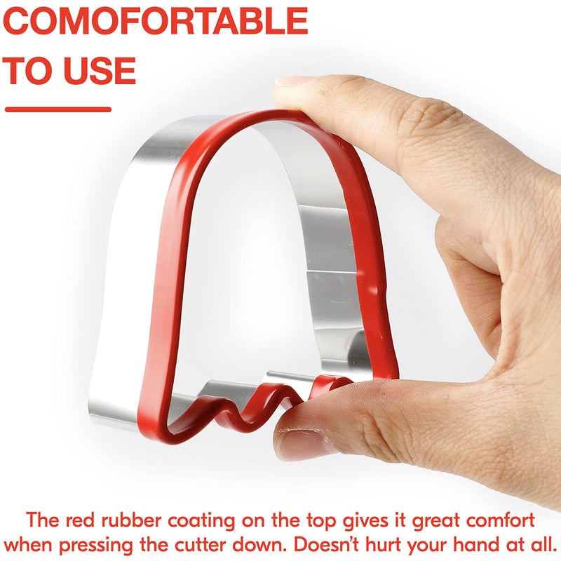COOKIEQUE COOKIEQUE 2-Piece Halloween Ghost Cookie Cutters  Food-Grade Stainless Steel Sandwich Cutters  Biscuit Cutter set  Holiday Cookie Cutters  Unique Design with Protective Red Top PVC  - Image 3