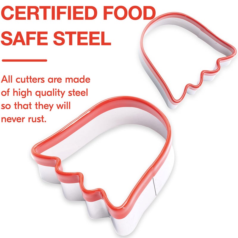 COOKIEQUE COOKIEQUE 2-Piece Halloween Ghost Cookie Cutters  Food-Grade Stainless Steel Sandwich Cutters  Biscuit Cutter set  Holiday Cookie Cutters  Unique Design with Protective Red Top PVC  - Image 5