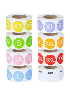 Elcoho 4000 Pieces Clothing Size Sticker Labels Round Color Stickers With Black Text 8 Rolls 7 Sizes And One Roll Blank Size Stickers  - Image 1