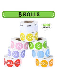 Elcoho 4000 Pieces Clothing Size Sticker Labels Round Color Stickers With Black Text 8 Rolls 7 Sizes And One Roll Blank Size Stickers  - Image 3