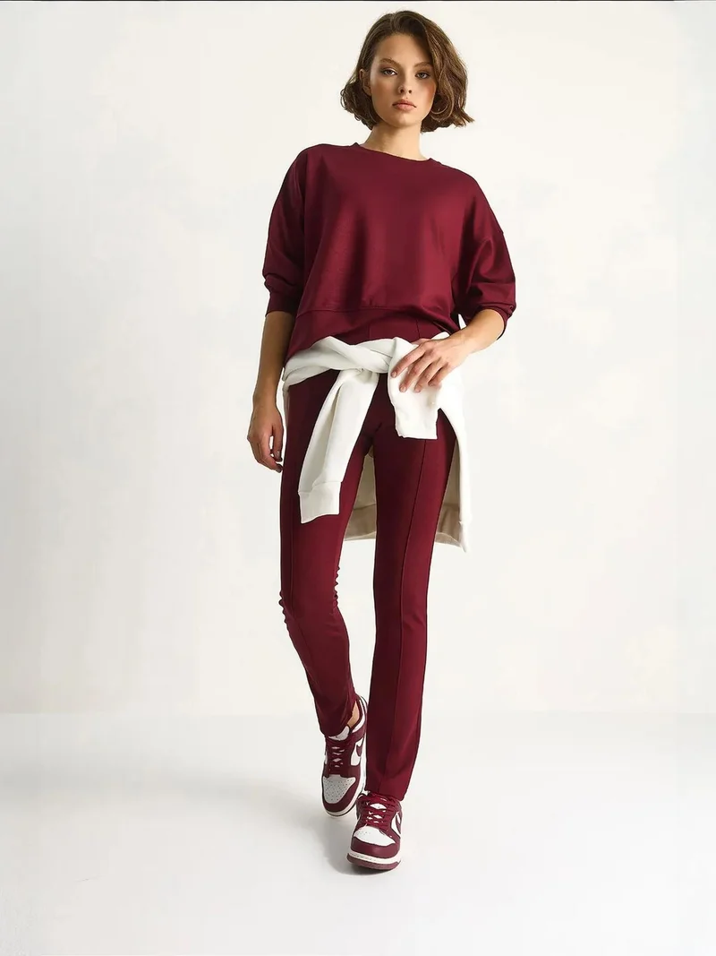 Bianco Lucci LUCCI Fitted Long Sleeve Crew Neck Two-Piece Set