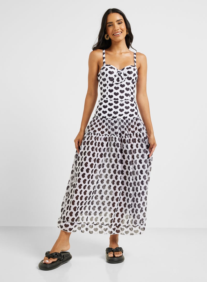 ايلا ملابس سباحة بطبعة قلب وتنورة شاطئ - Image 5