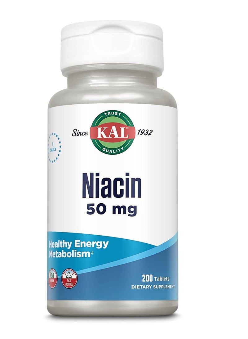 كال نياسين استقلاب الطاقة الصحية والأعصاب والجهاز الهضمي والجلد 50 مجم 200 قرص