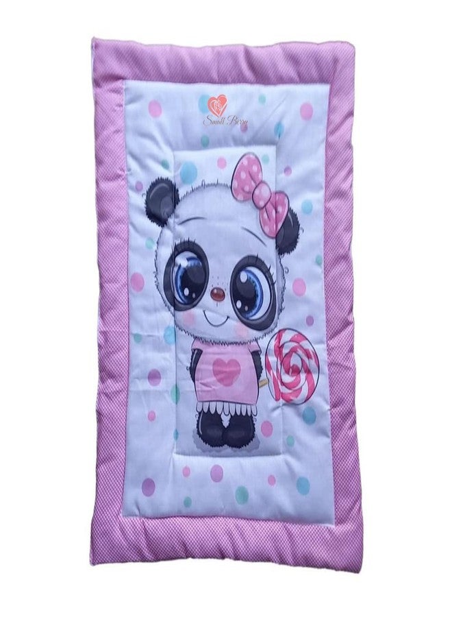 SmallBerry™ Combo Newborn Baby Pom Pom Cotton Bed Godari Set | Cradle Bed, Crib Sheet, Changing Mat, Baby Godadi | Pink Panda-Themed Bedding Set for Cozy Infants - Image 1