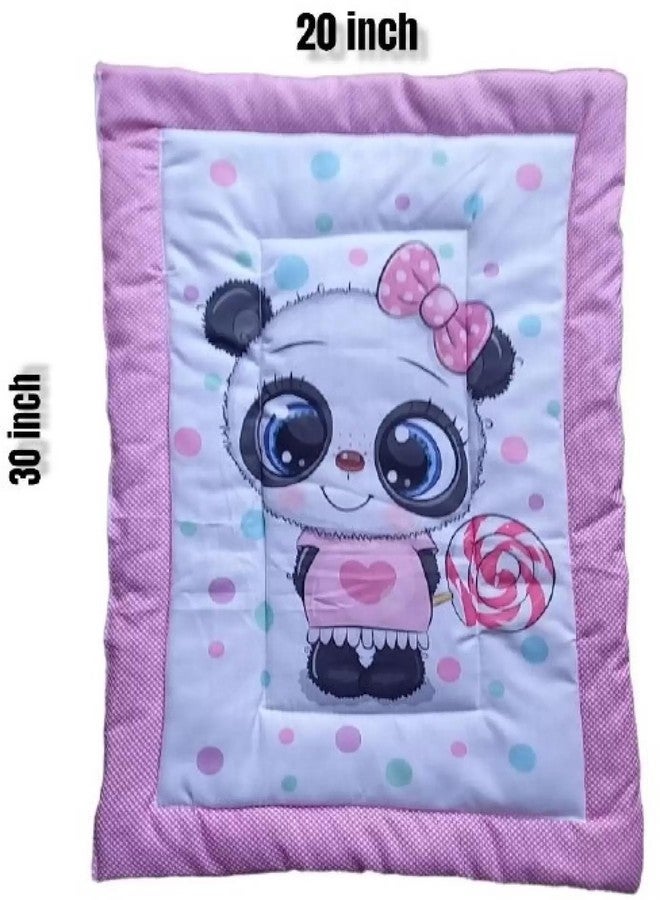 SmallBerry™ Combo Newborn Baby Pom Pom Cotton Bed Godari Set | Cradle Bed, Crib Sheet, Changing Mat, Baby Godadi | Pink Panda-Themed Bedding Set for Cozy Infants - Image 5