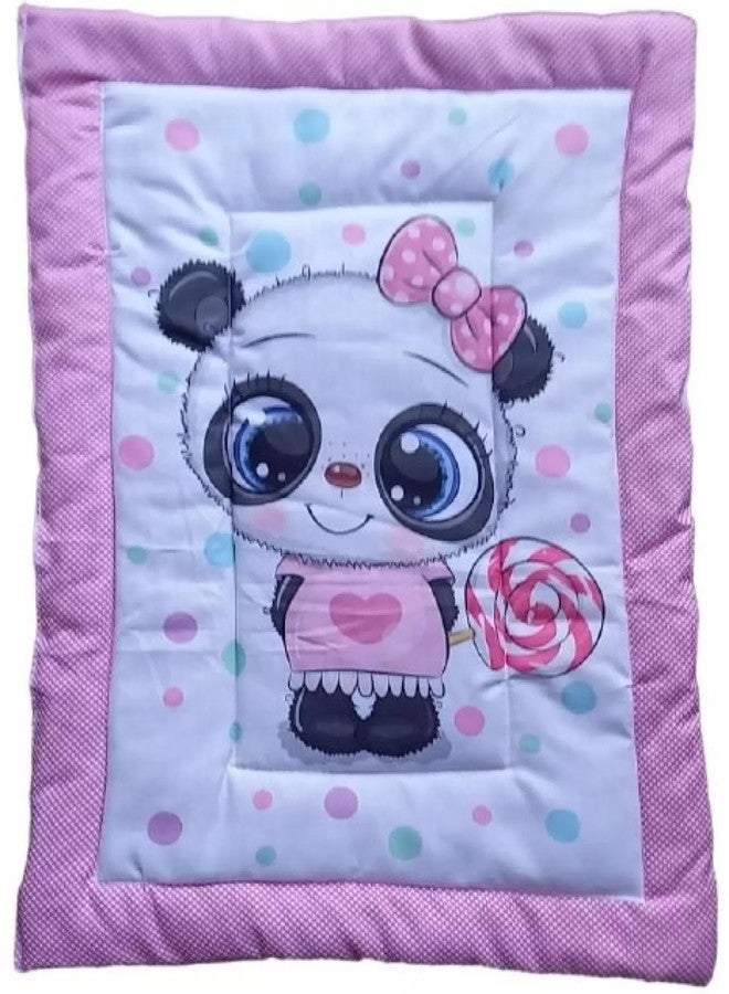 SmallBerry™ Combo Newborn Baby Pom Pom Cotton Bed Godari Set | Cradle Bed, Crib Sheet, Changing Mat, Baby Godadi | Pink Panda-Themed Bedding Set for Cozy Infants - Image 3