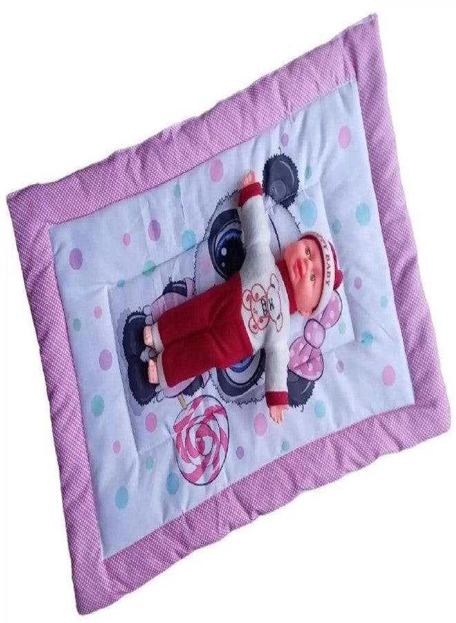 SmallBerry™ Combo Newborn Baby Pom Pom Cotton Bed Godari Set | Cradle Bed, Crib Sheet, Changing Mat, Baby Godadi | Pink Panda-Themed Bedding Set for Cozy Infants - Image 2