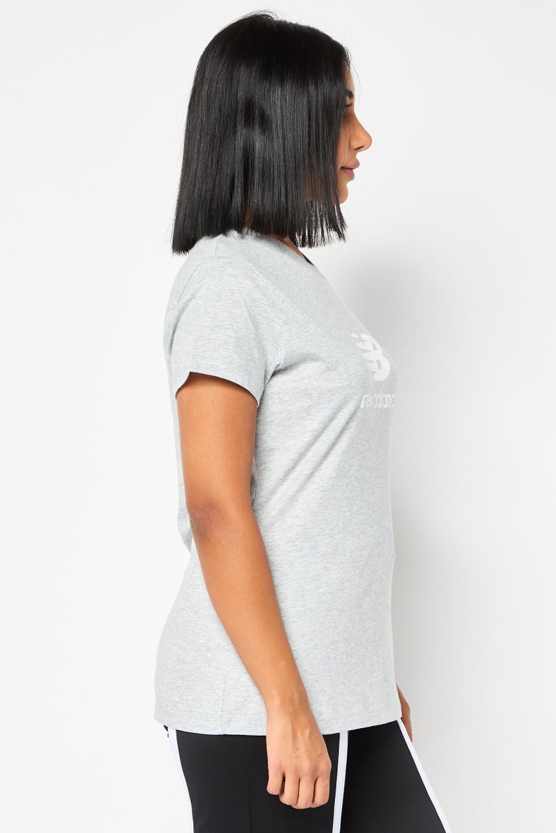 New Balance Women Athletic Fit Short Sleeves Running T-Shirt, Light Grey - Image 3