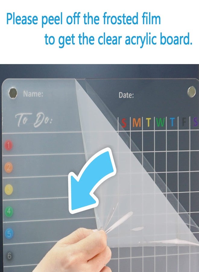 RR RAXMIN Magnetic Acrylic Chore Chart 17"x12" Clear Chore Chart for Adults and Teenagers Dry Erase Board Includes 3 Dry Erase Markers - Image 3