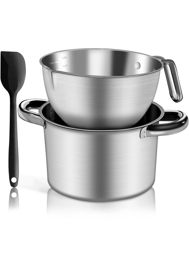 Marsheepy Marsheepy Double Boiler Pot Set,2000ML/1.8QT Mixing Bowl for Chocolate Melting, 2800ML/ 2.54QT 304 Stainless Steel Pot With Silicone Spatula for Melting Chocolate, Candy, Candle, Soap, Wax  - Image 1