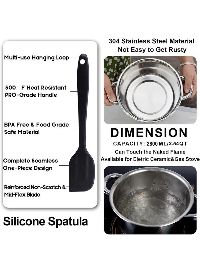 Marsheepy Marsheepy Double Boiler Pot Set,2000ML/1.8QT Mixing Bowl for Chocolate Melting, 2800ML/ 2.54QT 304 Stainless Steel Pot With Silicone Spatula for Melting Chocolate, Candy, Candle, Soap, Wax  - Image 5