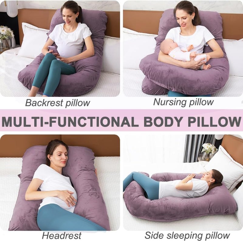 TaiBest Shredded Memory Foam Pregnancy Pillow for Sleeping, Maternity Pillow for Pregnant Women, Abdominal Support, U Shaped Full Body (Memory Foam, Purple) - Image 3
