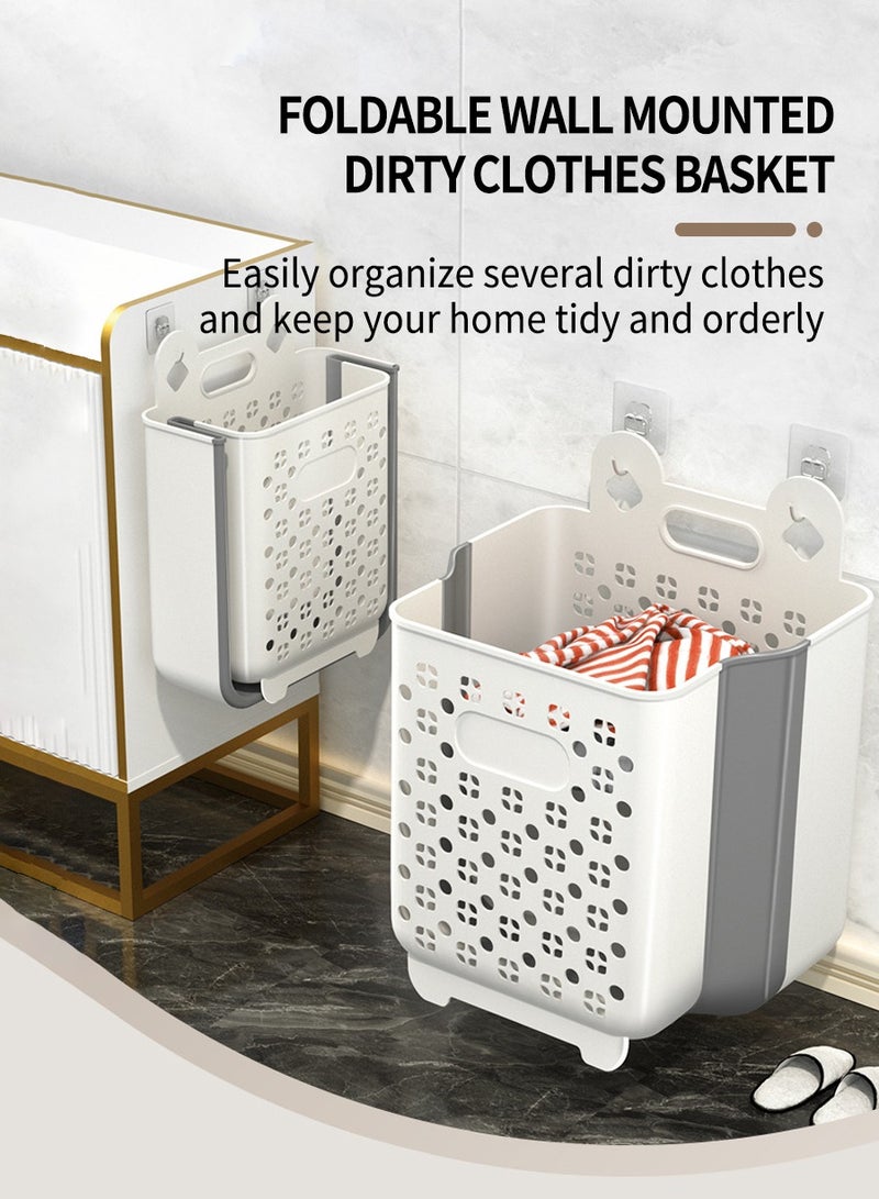 BEIRUI Wall Mounted Dirty Laundry Basket, Foldable Storage Basket Laundry Basket with Carry Handle, Waterproof Storage Basket for Clothes, Toys, Sundries, etc 36*16*28cm - Image 2
